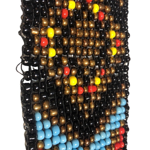 Beaded Belt, Southwestern, Carved Wood Buckle, Adjustable, Elastic, Stretchy - Picture 16 of 17